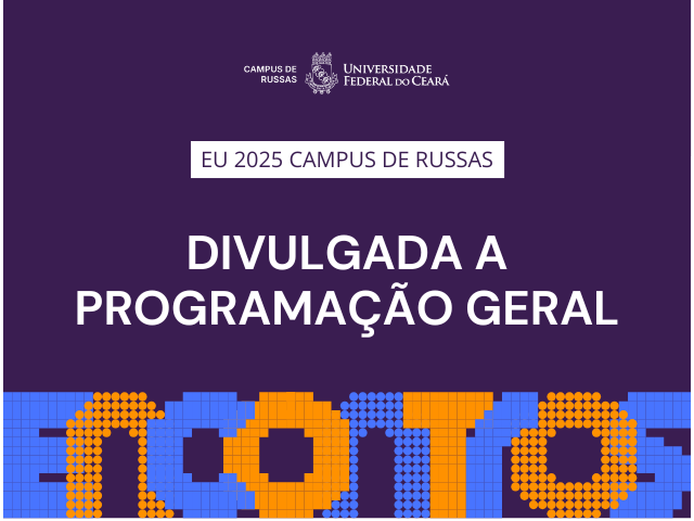imagem com a identidade visual do evento e texto com a divulgação da publicação da programação geral
